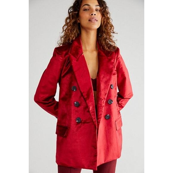 Free People Velvet Ashby Buttoned Blazer - XL - Picture 1 of 5